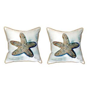 Pair of Betsy Drake Betsy’s Starfish Large Pillows 18 Inch X 18 Inch